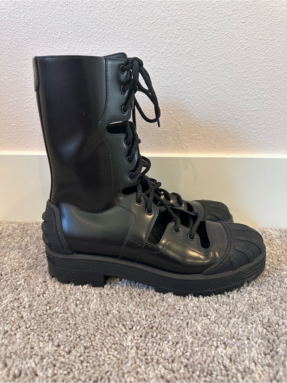 Dior Dioriron Cut-Out Combat Boots - Size 41 - Like New